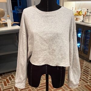Zara TRF Crop Crewneck Sweatshirt in Light Gray